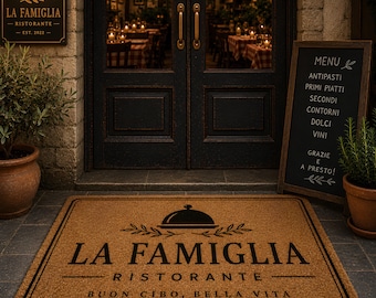 Custom Restaurant Logo Doormat, Personalized Coir Welcome Mat, Cafe Bistro Entrance Mat, Business Door Mat, Restaurant Decor