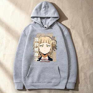 My Hero Academia Anime Hoddie, Graphic Pullover Hoodie, Gift for Anime Lovers Grey