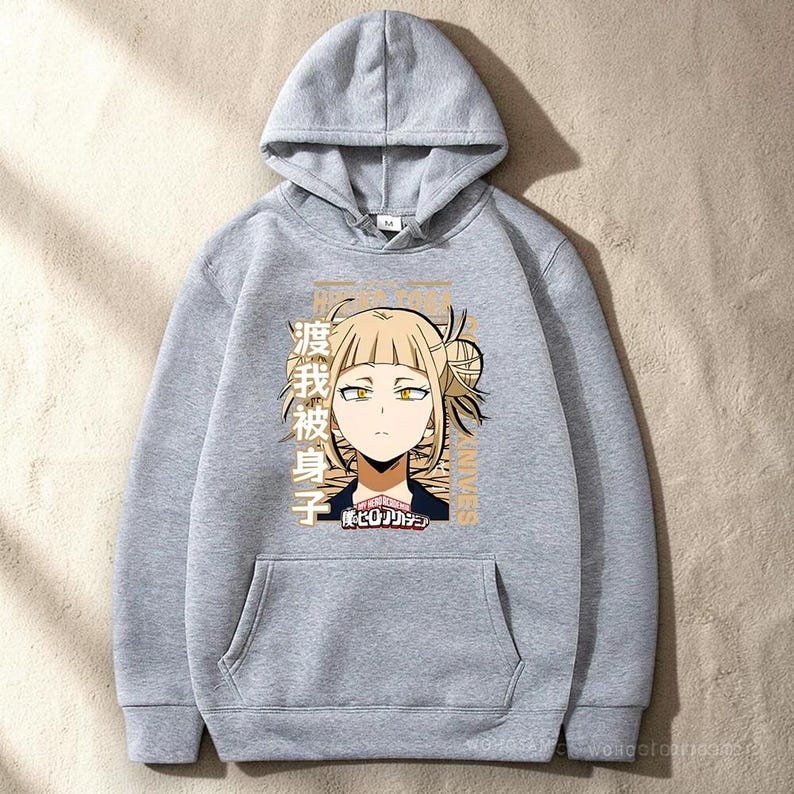 My Hero Academia Anime Hoddie, Graphic Pullover Hoodie, Gift for Anime Lovers Grey