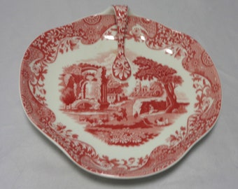 SPODE Pink/Red Italian Handled Tray Discontinued