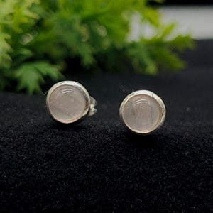 Par örhängen i naturlig rosenkvarts, 925 sterlingsilver med tryckknappar, 5 mm rund ädelsten, smycken för vardagsbruk, personlig present till henne