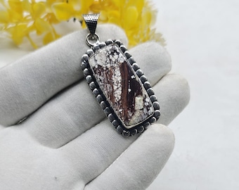 Colgante de plata de ley 925 con diseño de caballo salvaje natural, hecho a mano, estilo antiguo, joyería minimalista, joyería con piedras preciosas, ideal para regalar.