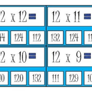 Math ClipCards Multiplication 1-12