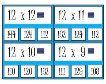 Math ClipCards Multiplication 1-12