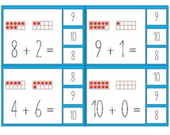 ClipCards Math Facts up to 10 with Tenframes