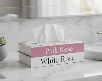 Pink Rose Tissue Box | Cover Decorative Tissue Holder | Elegant Bathroom Decor