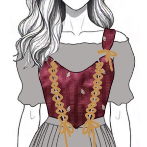 Burgundy & Gold Princess Bodice (Medium)