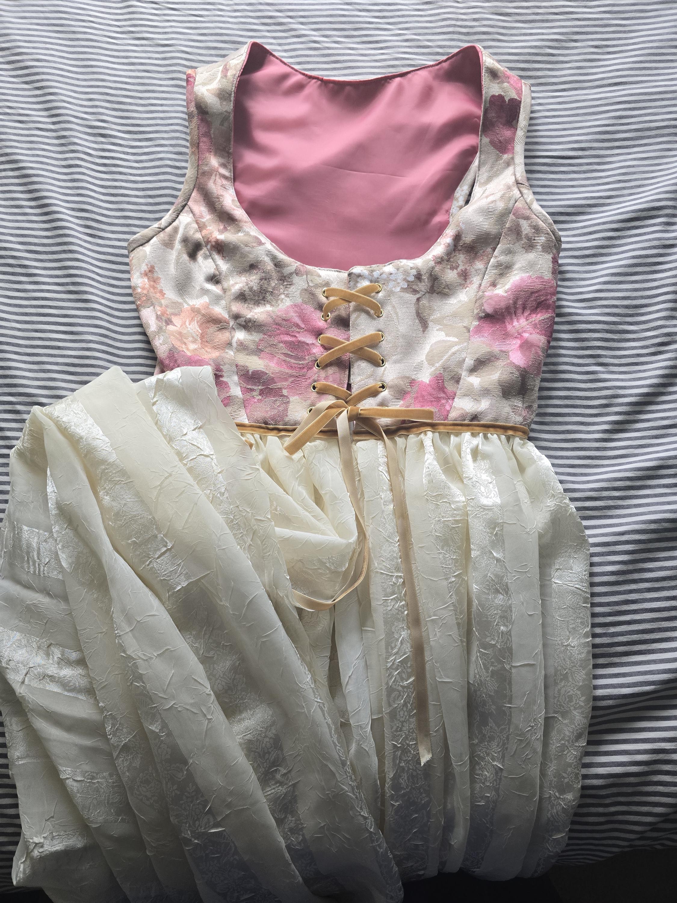 Cream and Gold Floral Overdress (Small)