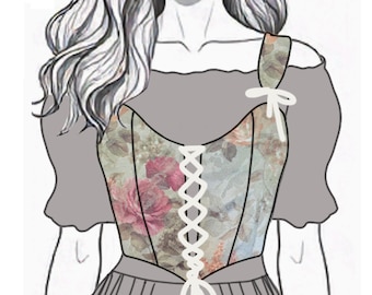 Cream Floral Commoner Bodice (Small)