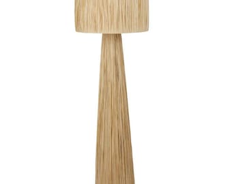 Lámpara de pie de ratán estilo bohemio, lámpara de pie de mimbre tejida a mano, decoración rústica natural para el hogar, luz escultural moderna, iluminación para sala de estar