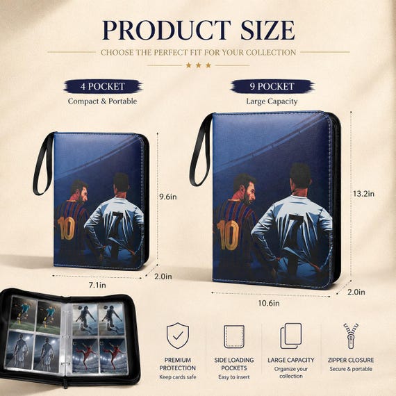 soccer card binder 400 Pockets Binder, Portable Waterproof PU Storage Album,JR40 La Liga Soccer Trading Card Holder Case