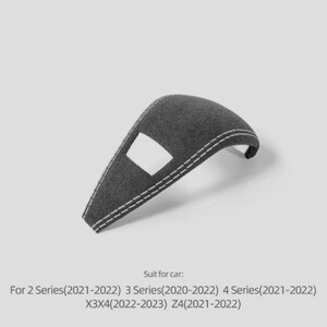 May include: A dark grey car interior trim piece with white stitching and a rectangular cut-out. The image text reads "Suit for car: For 2 Series (2021-2022) 3 Series (2020-2022) 4 Series (2021-2022) X3X4 (2022-2023) Z4 (2021-2022)".