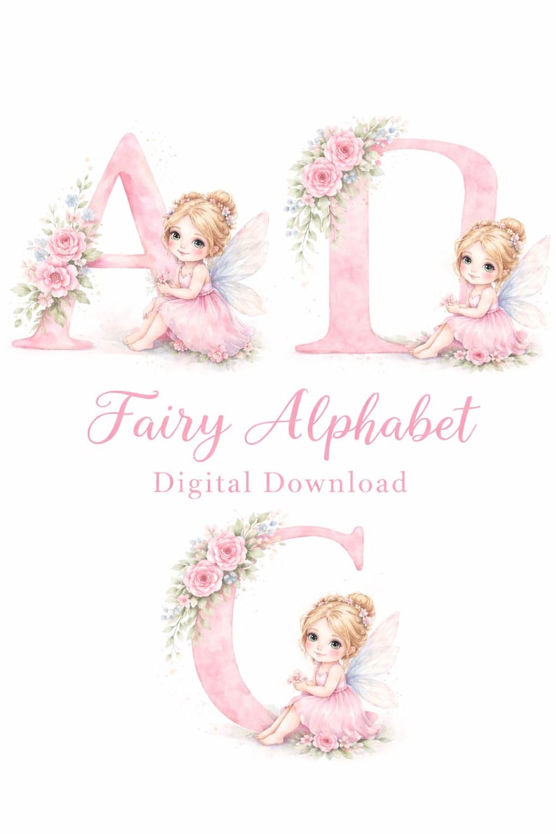 Fairy Alphabet Character Digital Downloads, Clipart, Sublimation ...