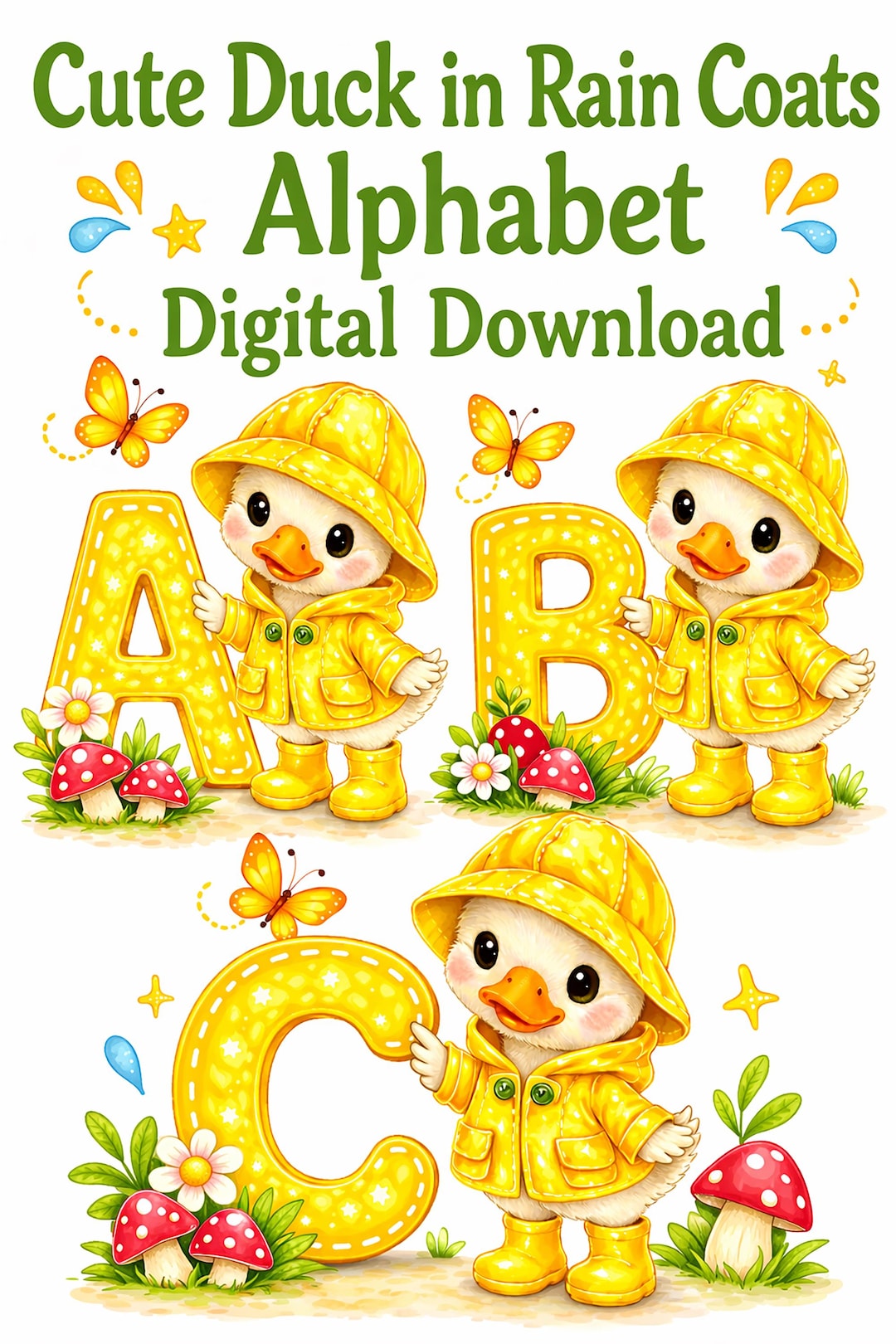 Duck Alphabet Character Digital Downloads, Clipart, Sublimation Designs ...