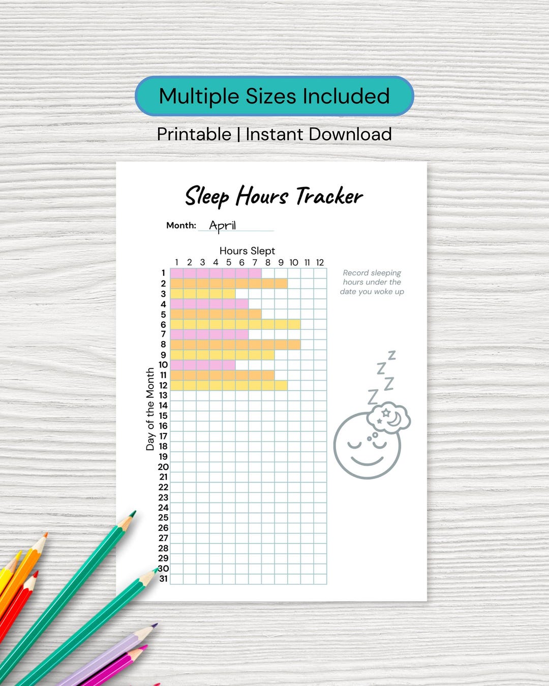 Monthly Sleep Tracker Printable PDF | Night Time Sleep Log | A4 A5 US ...