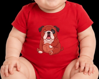 Sleepy Baby Bulldog Onesie | Red & Black | Cotton Infant Bodysuit |  Animal Baby Shower Gift | Uga Mascot
