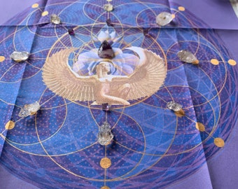 Altar Cloth, I Am Presence Tarot Cloth,, Altar Cloth/ Crystal Grid