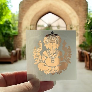 Foiled Ganesha Circle Sticker Transparent Metallic Decal Hindu Ganesh Yoga Decor Sacred Symbol Laptop Sticker Journal Gift