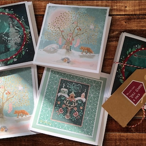 Lot de 6 cartes de Noël artistiques magiques et fantaisistes, Leanne Ta'Iki Anawa pour le solstice d'hiver de Noël