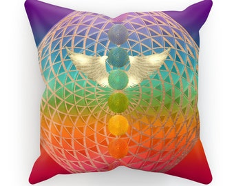 Beautiful Healing Room Chakra Healing Cushion Cover Vegan Suede or Satin