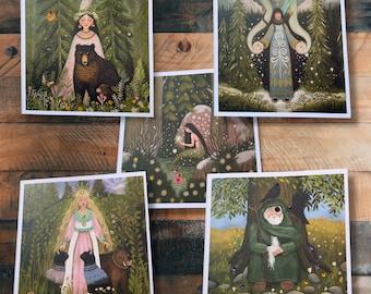 Norse Gods & Goddesses Art Greeting Cards, Visionary Journey, Odin, Freya, Atargatis, Skadi