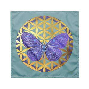 Butterfly Altar Cloth: Sacred Geometry, Gold Effect Tarot Cloth