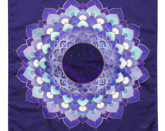 Purple Spirit of Lemuria Mandala Crown Chakra Crystal Gridding and Altar Cloth in Three Sizes