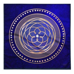 Mantel de altar con patrón de tránsito estelar de la Rosa de Venus, tapete de tarot, para lecturas y rejillas de cristal, radiónica energética y altar portátil, azul