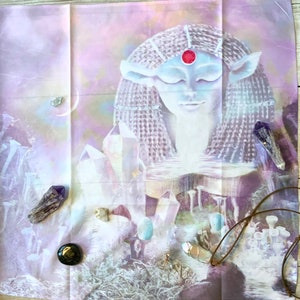 Sacred  Altar Cloth, Hathor Temple of the Sun Reading Cloth, Tarot Wrap, Crystal Grid Cloth, Reading/ Altar Cloth