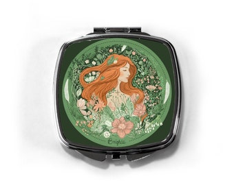 Goddess Brighde Brigid Imbolc Spring Floral Compact Mirror