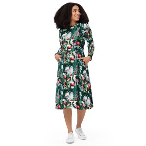 Fairycore Toadstool Forest Halloween midi-jurk met lange mouwen