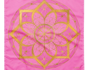 Pink and Gold Altar Cloth, for Crystal Gridding, Readings, Three Sizes Available, Spring and Summer Altar