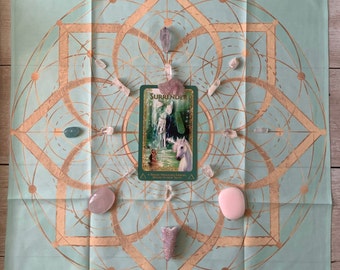 Altar Cloth, Lemurian Grid Tarot Cloth,, Altar Cloth/ Crystal Grid