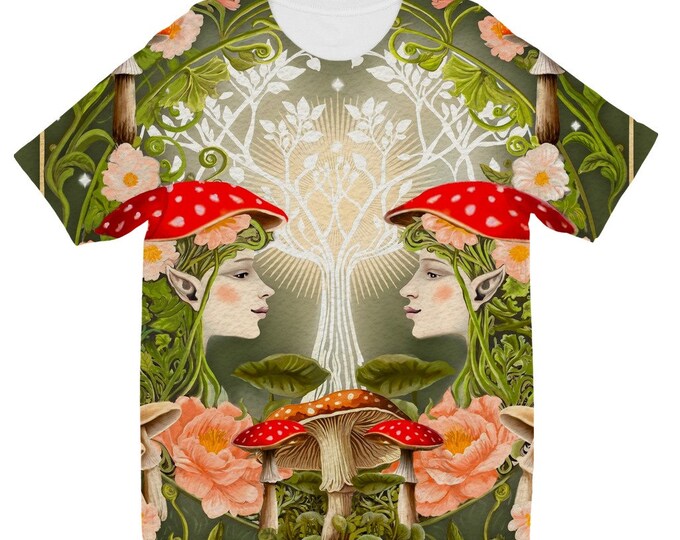 Enchanted Elven Forest Mushroom  “Fairy Core ” Sublimation Kids T-Shirt