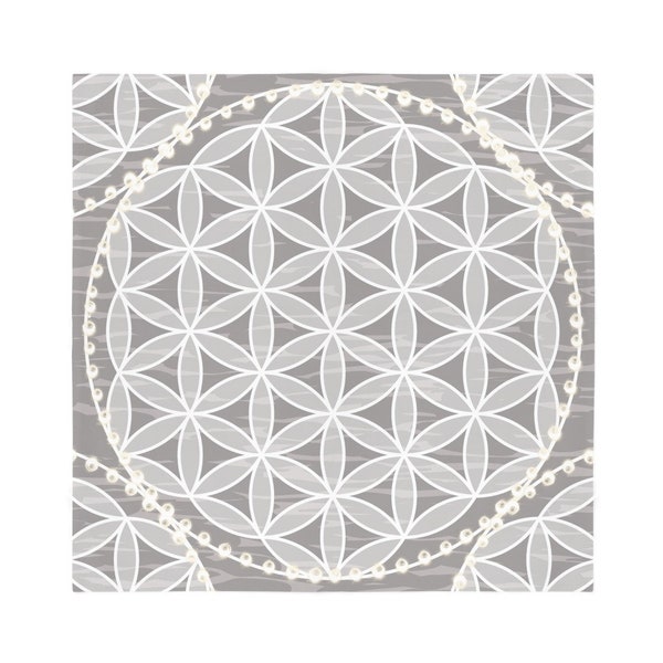 Altar Cloth, Oatmeal Flower of Life Tarot Cloth,, Altar Cloth/ Crystal Grid