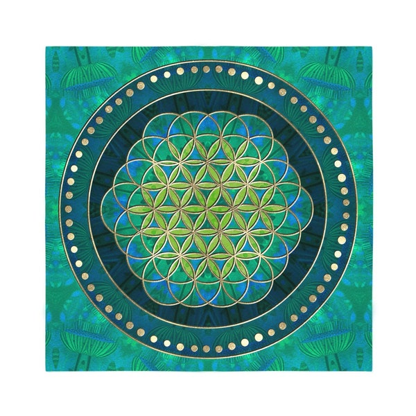 Altar Cloth, Fresh Flower of Life Bandana, Altar Cloth/ Crystal Grid