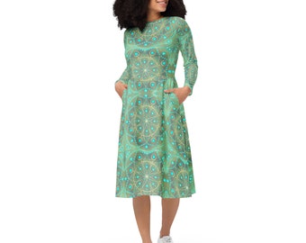 Fairycore Elven Attunement Long Sleeve Midi Dress