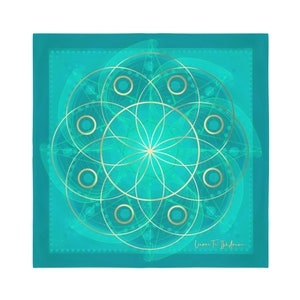 Sacred  Altar Cloth, Crystal Grid Cloth ‘Spirit of Lemuria’ 5D Reading Cloth, Tarot Wrap, Crystal Grid Cloth