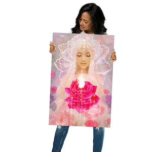Dea della Rosa, stampa giclée di qualità museale su carta opaca, Divino Femminile, Dea nella Natura