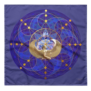 Blau Gold ägyptische Göttin Isis Altar Tuch Tarot-Matte „I Am Presence“ Instagram Lesungen Prop für Tarot / Orakel-Kartenleser