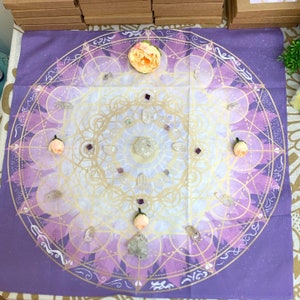 Beautiful Altar Cloth, Lilac Monadic Tarot Cloth,, Altar Cloth/ Crystal Grid