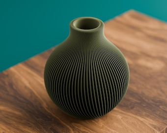 Orben Ribbed Vase | 3D Printed Fluted Minimalist Home Decor (Two Sizes)