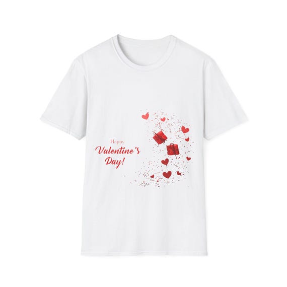Valentine's Day Graphic Tee: Red Hearts & Gifts Soft Cotton Shirt