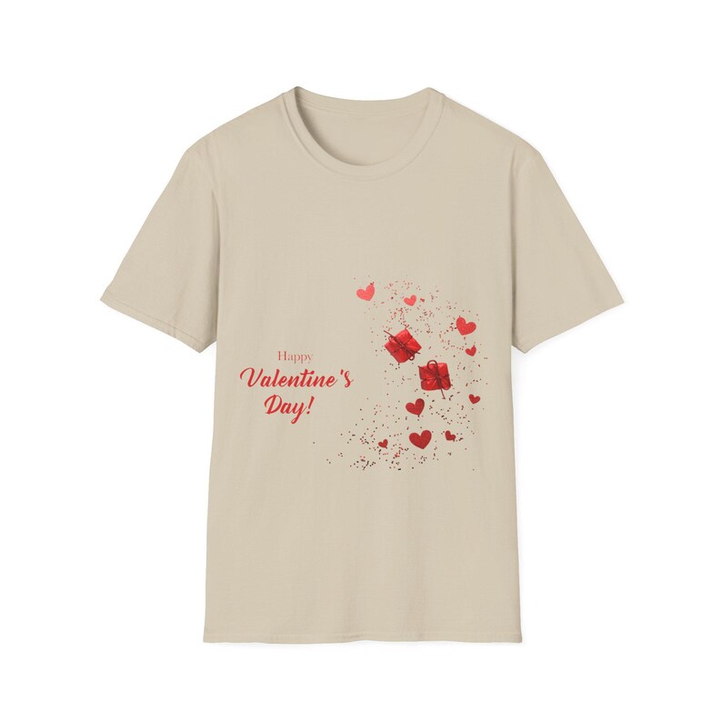 Valentine's Day Graphic Tee: Red Hearts & Gifts Soft Cotton Shirt image 3