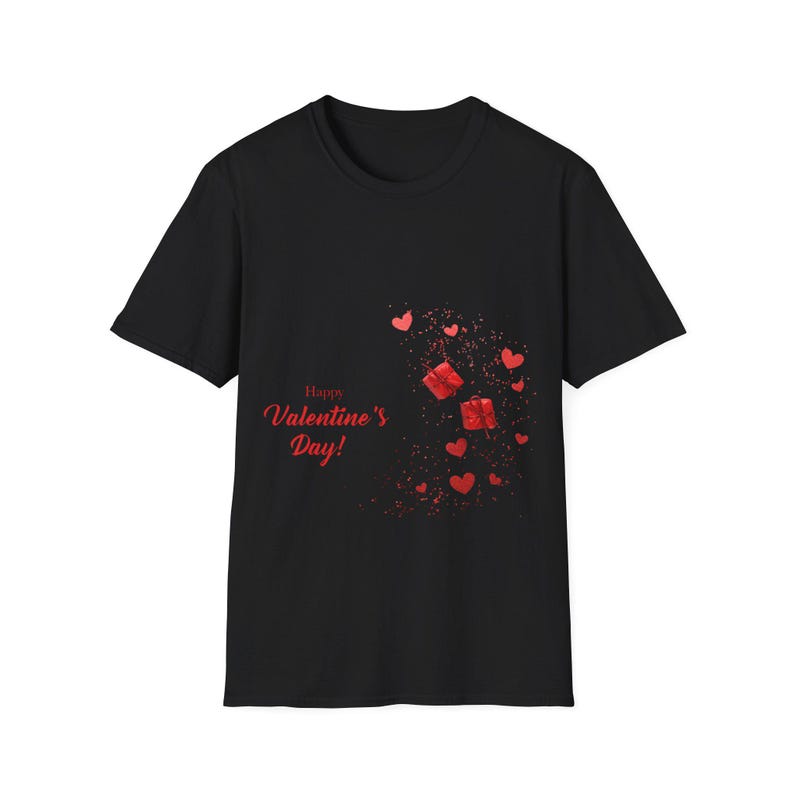 Valentine's Day Graphic Tee: Red Hearts & Gifts Soft Cotton Shirt image 2