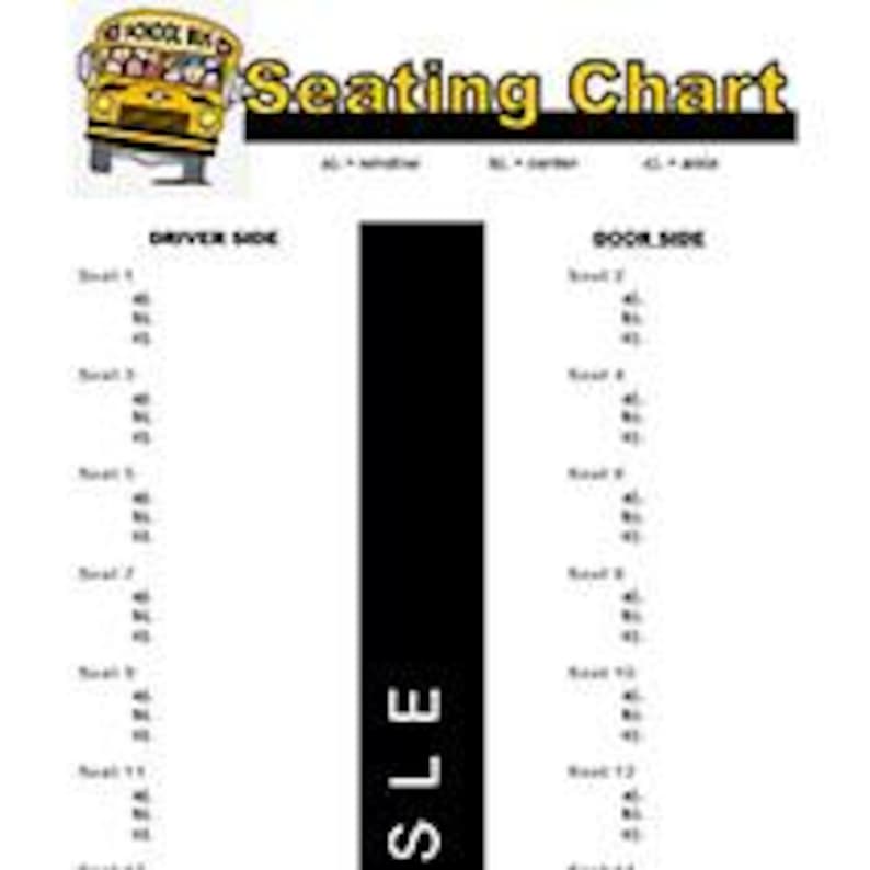 Driver Friendly Mapguide School Bus Seating Chart Printable – Editable Driver-friendly Layout ...