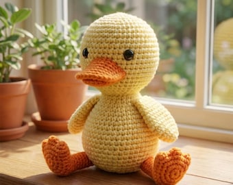 Sleepy Duck Crochet Pattern, Beginner Amigurumi Plush Toy (PDF Digital Download)