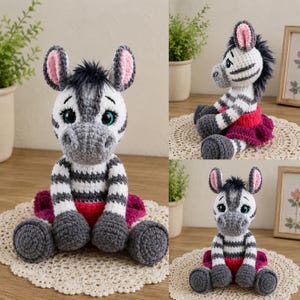 Peluche de cebra amigurumi de ganchillo, muñeco de cebra hecho a mano, decoración de guardería estilo safari, lindo regalo de animales, juguete de recuerdo para baby shower