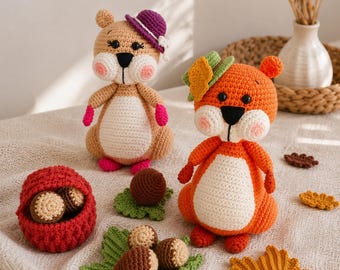 Squirrel Crochet Pattern PDF, Amigurumi Tutorial, Woodland Animal Toy (Instant Download)