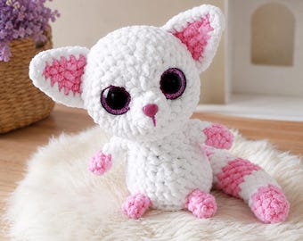 Lemur Crochet Pattern PDF, Beginner Amigurumi Tutorial, Striped Tail Plush (Digital Download)